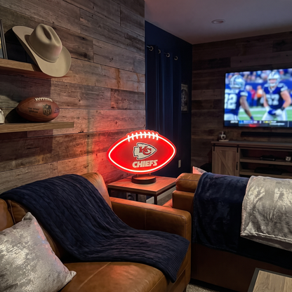 Glowza lamp in a fan man-cave